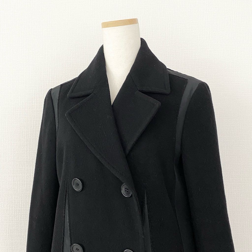 49g6 Maison Margiela メゾンマルジェラ ウールカシミヤ切替 チェスターコート アウター ダブルブレスト 51AA010545203 38 ブラック イタリア製
