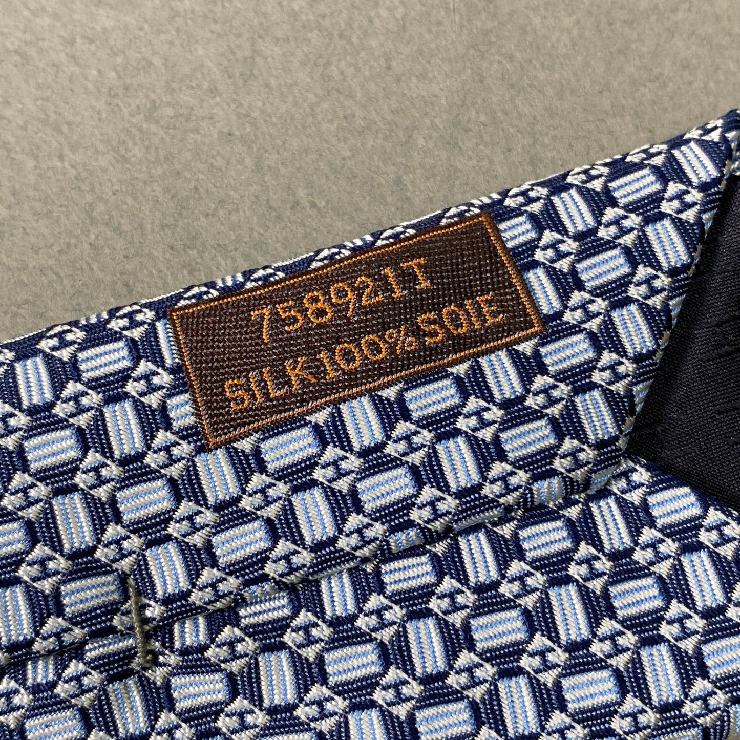 i10 《美品》 HERMES エルメス Hロゴ ネクタイ 総シルク ビジネス◎ ブルー シルク100 SILKk02i