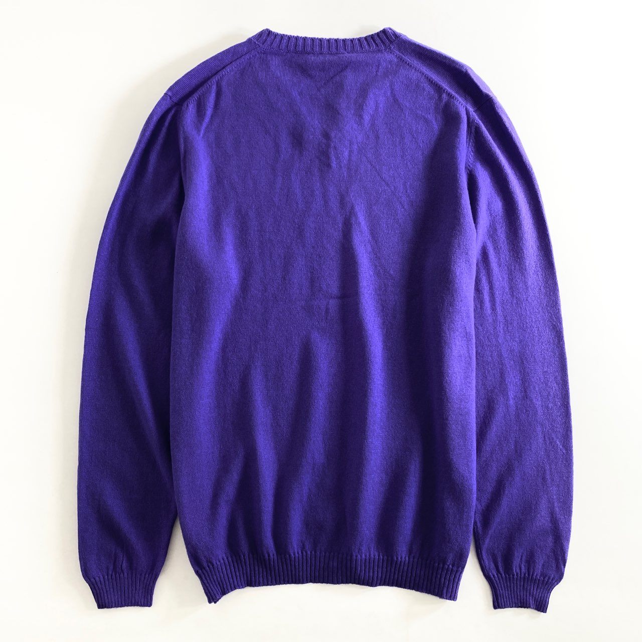 84h27①《未使用保管品》 イタリア製 Settefili Cashmere セッテフィーリカシミア Vネックニット セーターサイズ48 パープル カシミヤシルク メンズ 紳士服