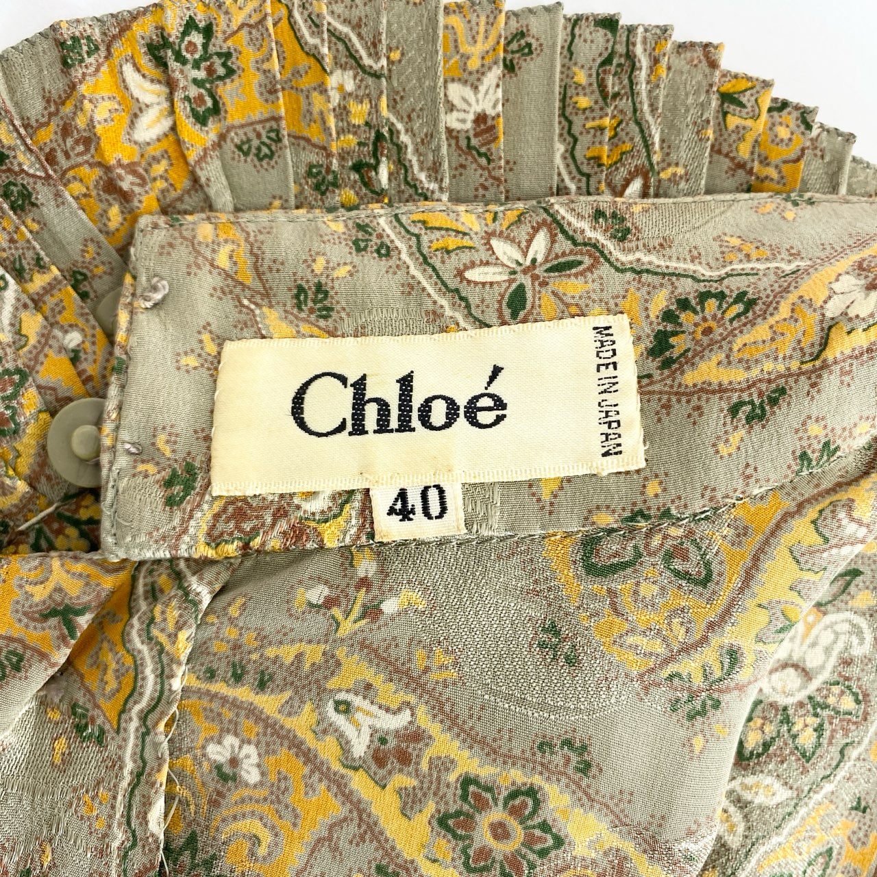 01f16 Chloe ヴィンテージ クロエ フリルデザイン 長袖ワンピース 花柄ワンピース サイズ40 マルチカラー シルク100% レディース アーカイブ