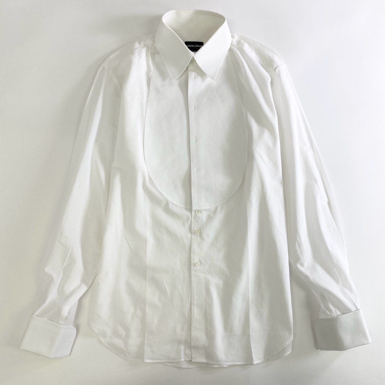 56j18 GIORGIO ARMANI ジョルジオアルマーニ 長袖シャツ ドレスシャツ ロングスリーブ 40/15 3/4 ホワイト コットン
