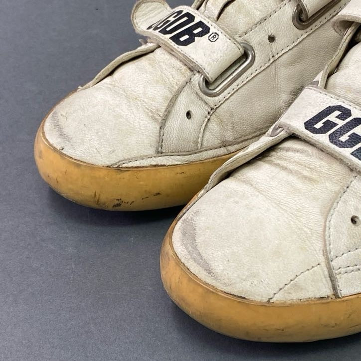 2l25 GOLDEN GOOSE ゴールデングース OLD SCHOOL オールドスクール USED加工 ベルクロスニーカー 40 ホワイト レザー SUPER STAR GGDB ユーズド加工 シューズ