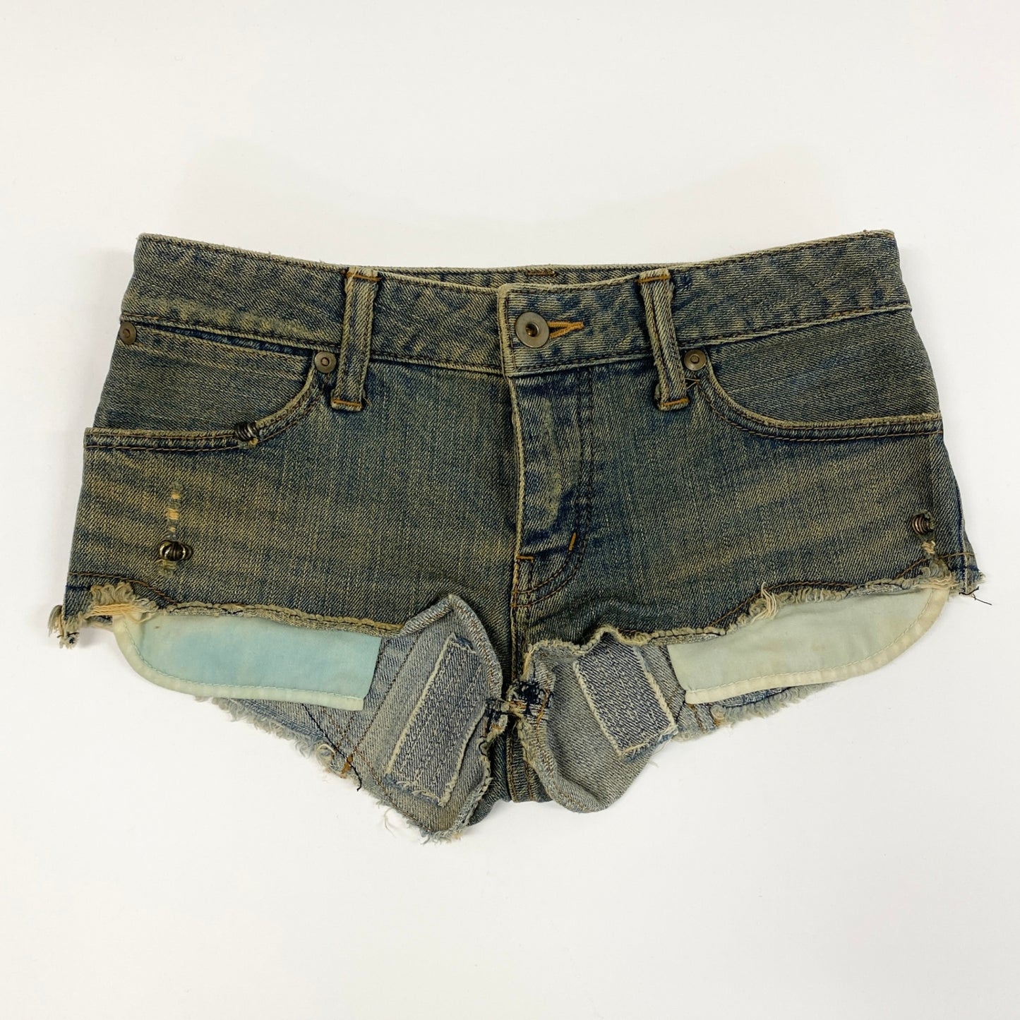 41a24 Y2K Japanese label IF SIX WAS NINE イフシックスワズナイン マッドマックスホットパンツ デニムショートパンツ 25 インディゴ コットン