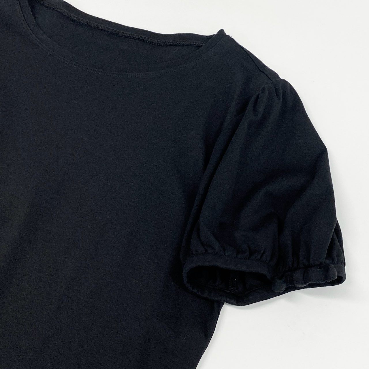 5c21 FOXEY NEW YORK フォクシーニューヨーク プチリュバンTシャツ 半袖Tシャツ 薄手カットソー トップス コットン混 袖リボン 40928 42 L ブラック