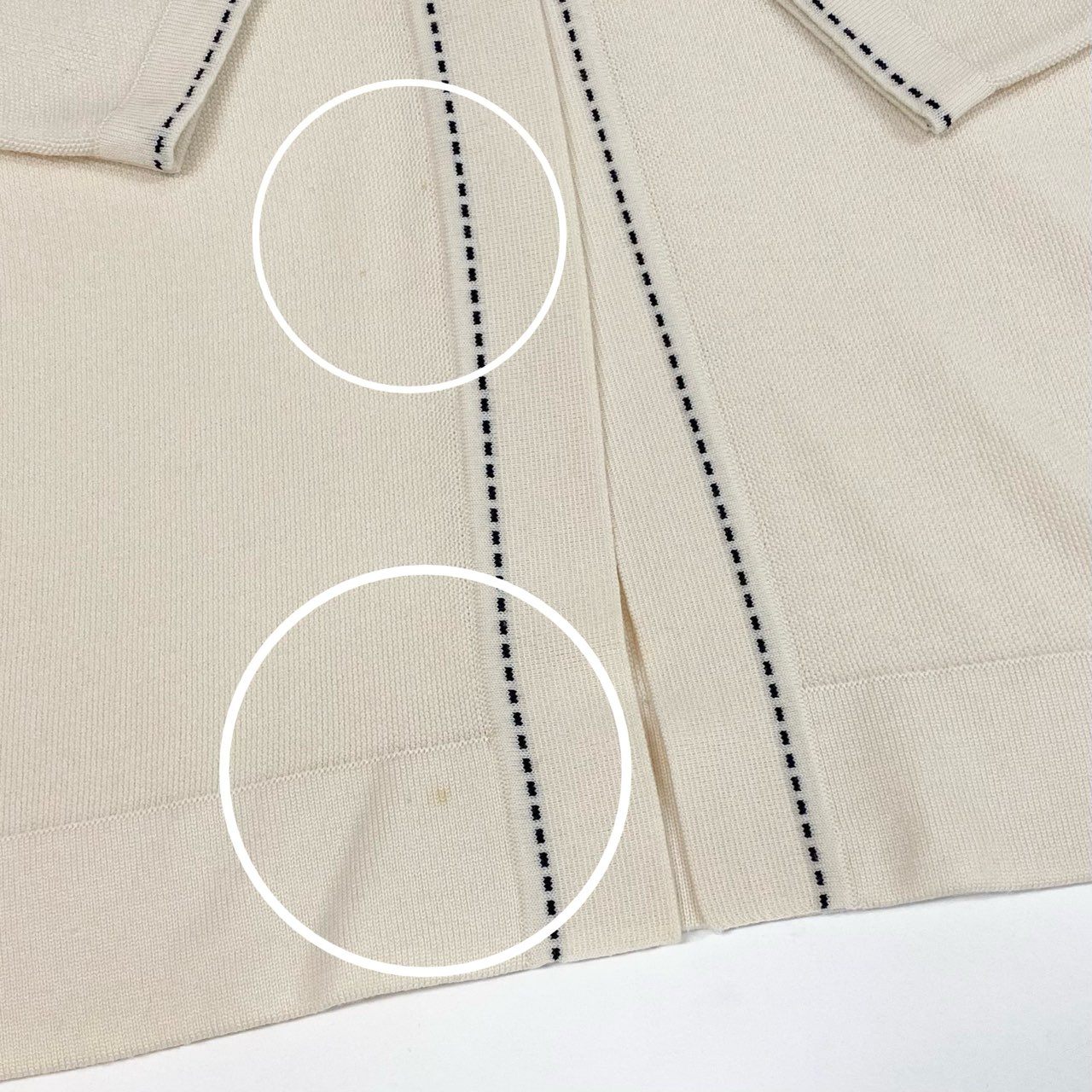 33a26 HERMES エルメス ニットセーター カーディガン トップス ロゴプレート ステッチデザイン イタリア製 38サイズ アイボリー ウール100% レディースo07t