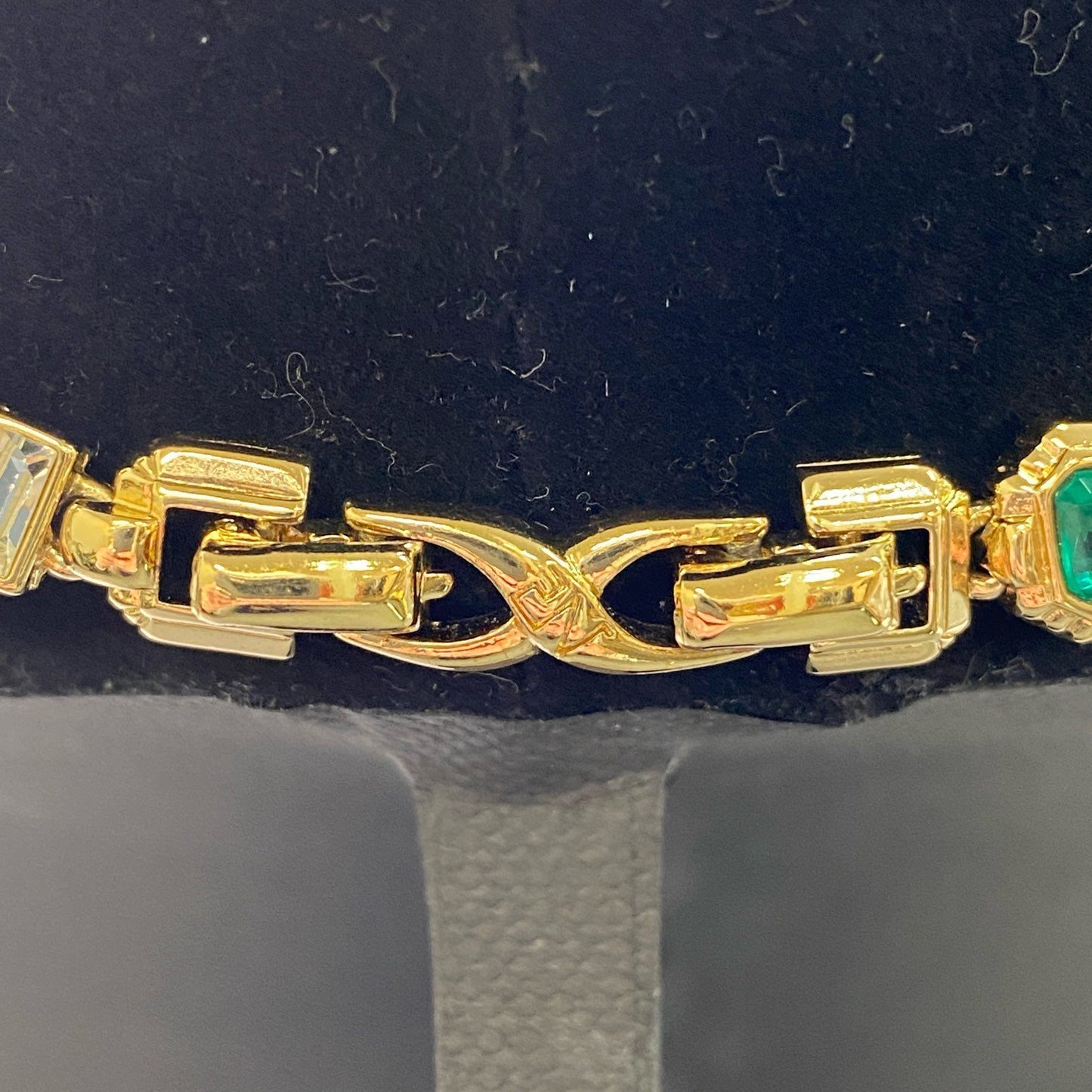 e8 《美品》 NINA RICCI ニナリッチ カラーストーン ビジュー ネックレス ゴールド グリーン アンティーク Vintage ヴィンテージ アクセサリー