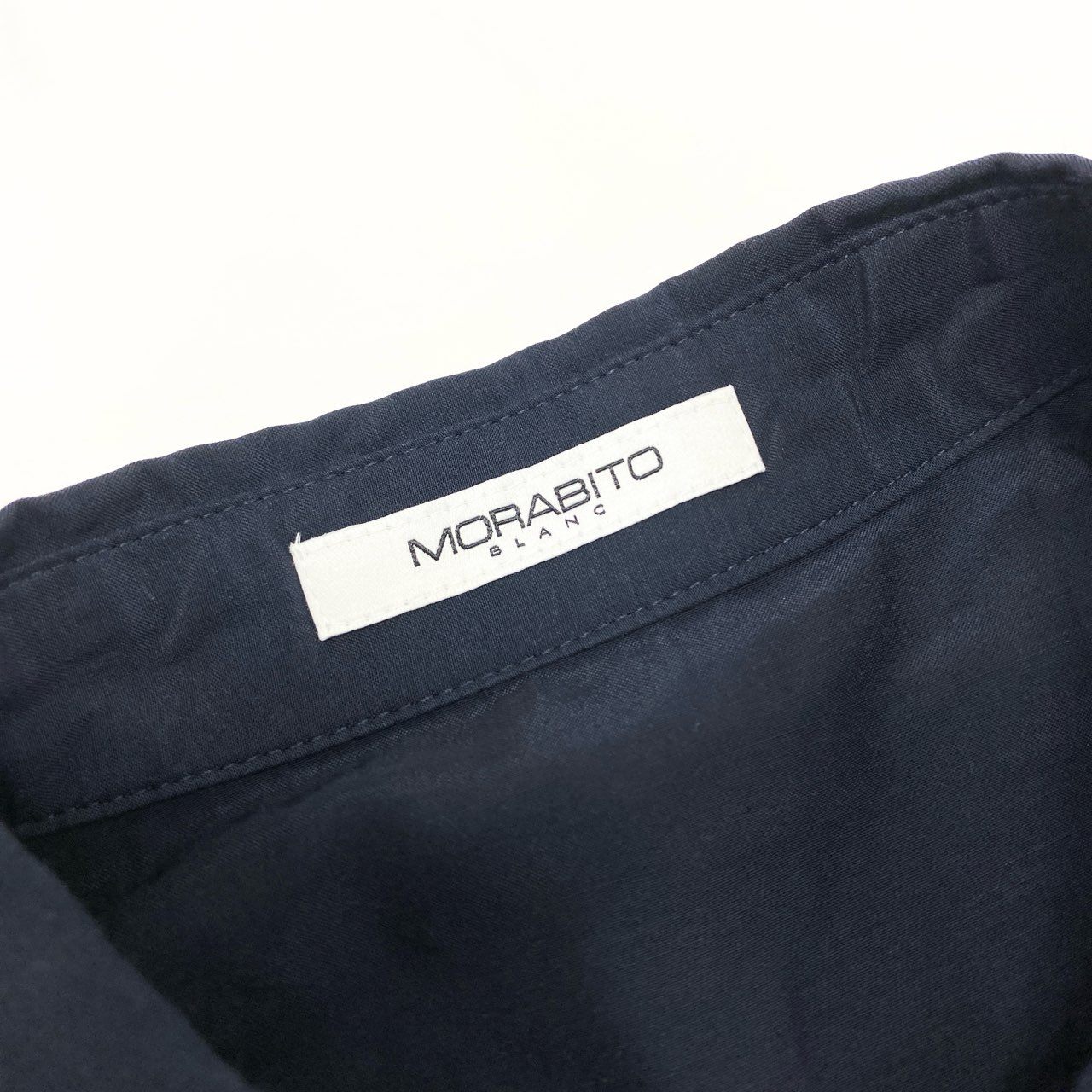80k11 MORABITO BLANC モラビト 半袖シャツワンピース ロングワンピース フロントタック レディース 女性用 40 ネイビー 画像参照u02t
