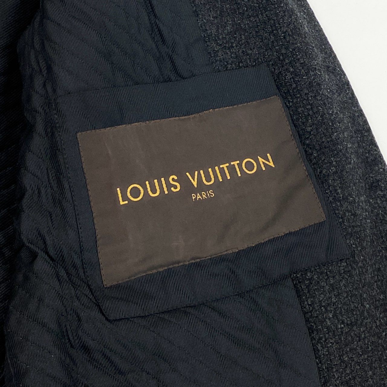86i11 LOUIS VUITTON ルイヴィトン フランス製 ウール ツイードジャケット アウター 36 ブラック グレー Wool レディースo07t