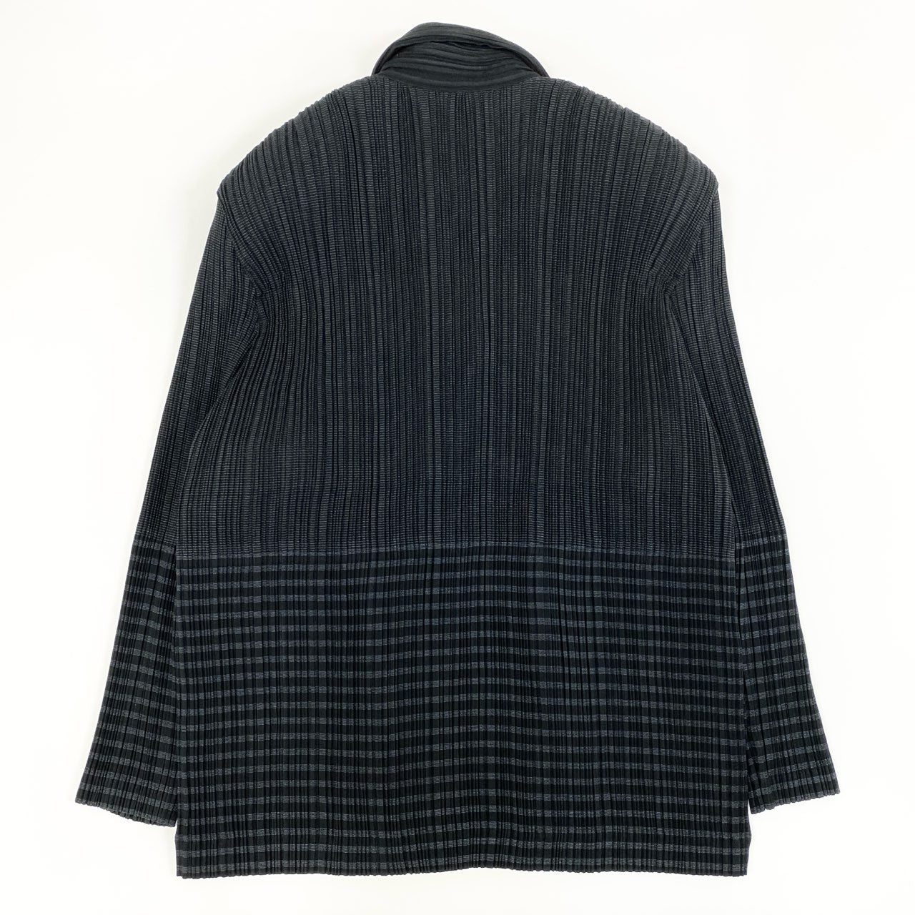 59e9 ISSEY MIYAKE イッセイミヤケ ボーダー切替 変形パターン プリーツジャケット IM84-FD912 サイズM ブラック レディース 女性用 プリーツプリーズ