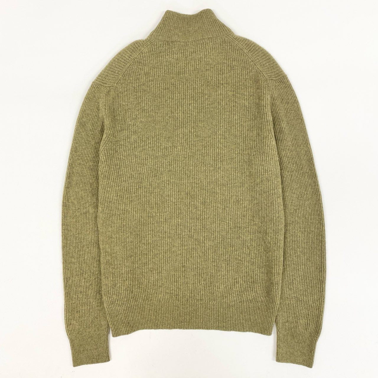 5i12 《美品》 Ermenegildo Zegna エルメネジルドゼニア ハイネック ニット セーター トップス レザーチンストラップ 48/S グリーン カシミヤ メンズu02t