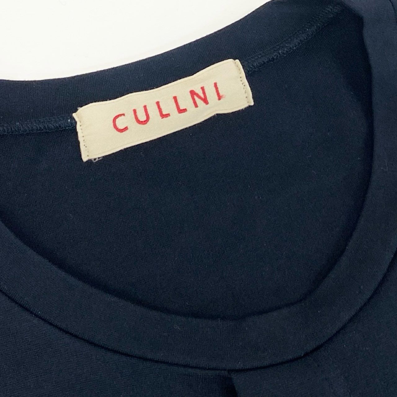 61g23 CULLNI クルニ レーヨンカットソー 長袖 ロングスリーブ レイヤードデザイン アシンメトリープルオーバー 日本製 21-SS-057 2 ネイビー メンズ