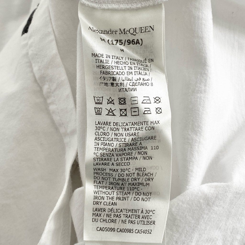 83h27 イタリア製 ALEXANDER McQUEEN アレキサンダーマックイーン 半袖Tシャツ カットソー トップス ペイントロゴ 622104 M ホワイト コットン100% メンズ 紳士服