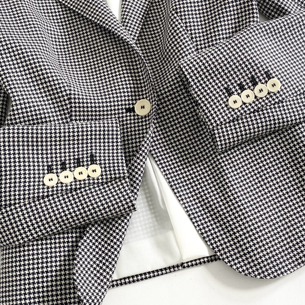 54h23 MaxMara マックスマーラ 白タグ イタリア製 テーラードジャケット ブレザー 千鳥格子 シルク混 40 グレー系