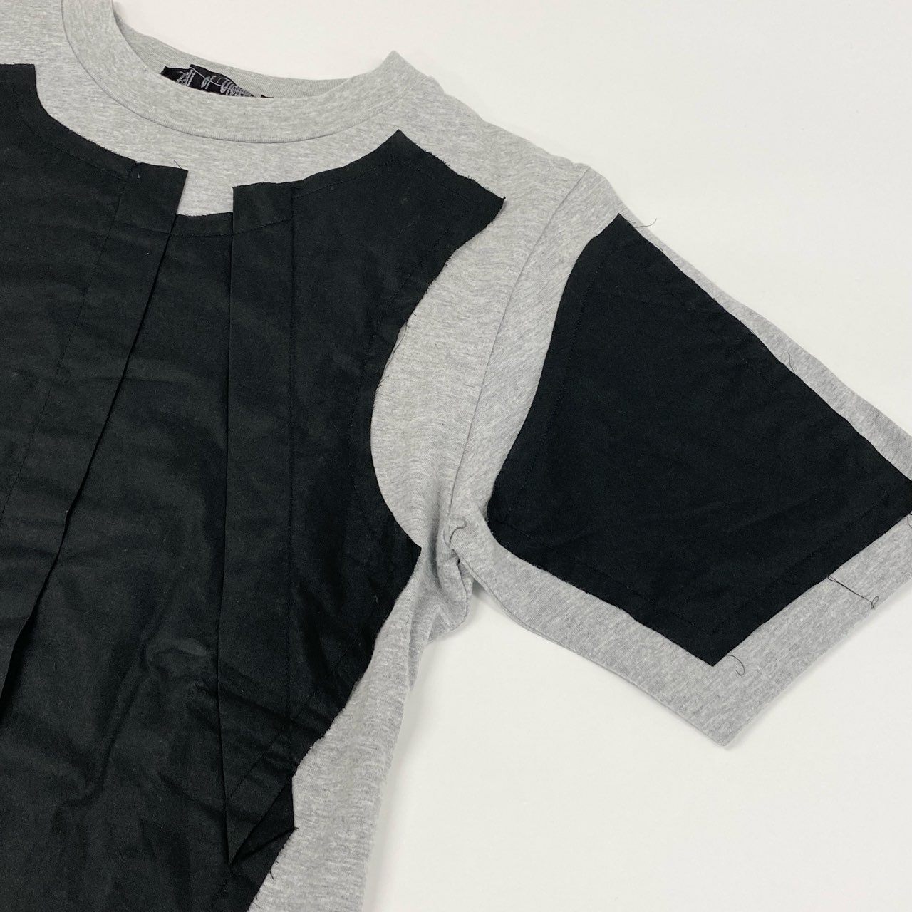 41d28 Yasuyuki ishii ヤスユキイシイ ドッキングカットソー 半袖Tシャツ トップス サイズF グレー ブラック コットン100% メンズ
