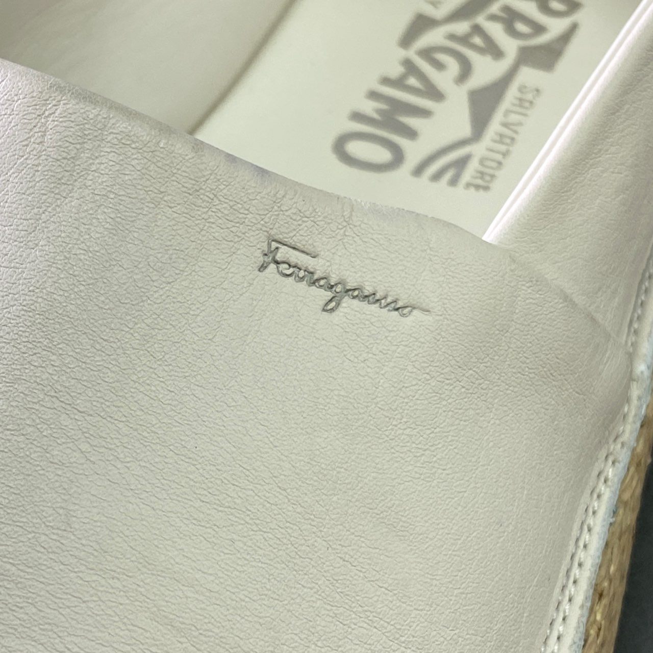 9l20 Salvatore Ferragamo サルヴァトーレ フェラガモ エスパドリーユ スリッポン シューズ 6 1/2 ホワイト レザー スニーカー イタリア製 靴
