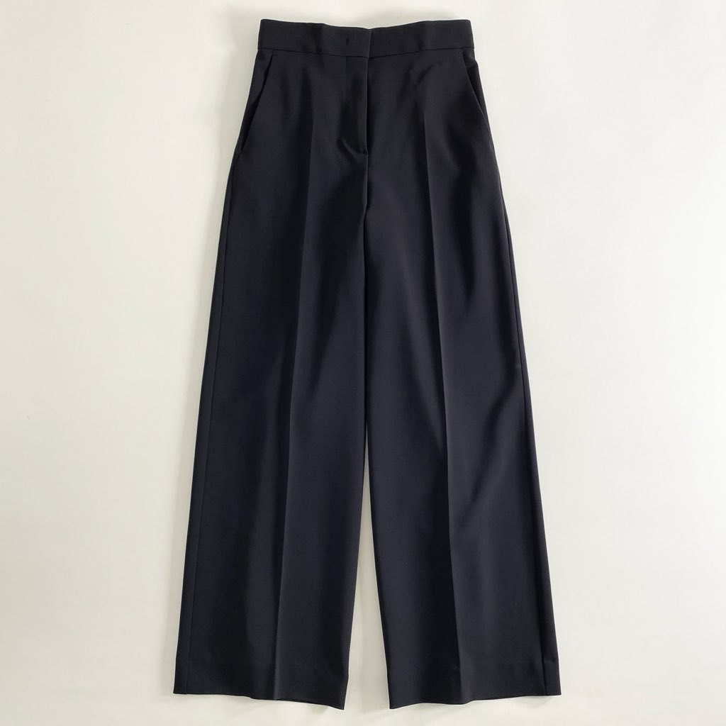 19h10 定価¥97,900 Max Mara マックスマーラ スラックスフレアパンツ 36 ブラック センタープレス タグ付き イタリア製