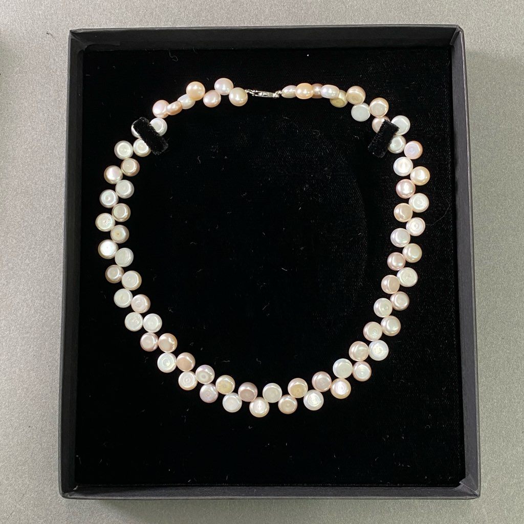 1d5 ミキモト真珠島 パール ネックレス 丸玉7.0~8mm 本真珠 アクセサリー 小物 レディース 女性用 ピンク ホワイト系