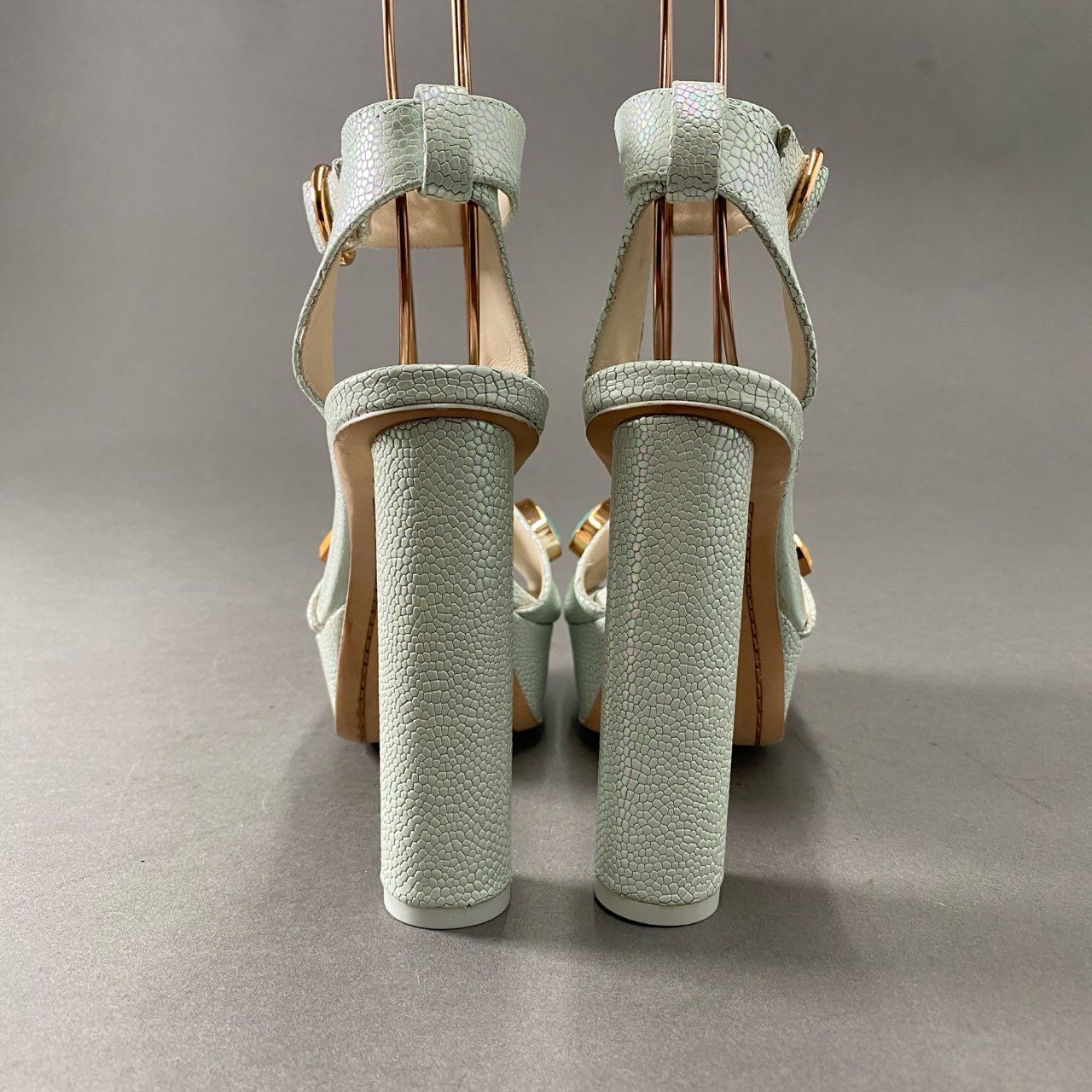3f18 《未使用保管品》 SOPHIA WEBSTER ソフィア ウェブスター ビジューハイヒールサンダル 35 1/2 ブルー レザー カラーストーン シューズ