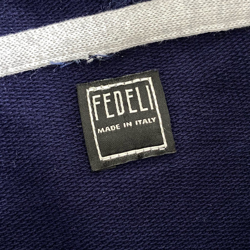 12e23-3 《未使用》 タグ付 イタリア製 FEDELI フェデリ ROKY FELPA コットンパーカー スウェットパーカー サイズL ネイビー コットン100% メンズ