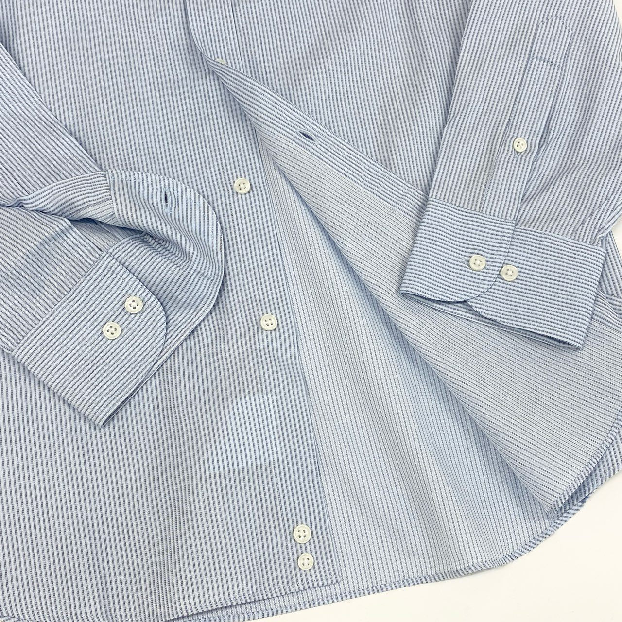 21f17 《未使用保管品》タグ付 ARMANI COLLEZIONI アルマーニコレッツォーニ 長袖シャツ ドレスシャツ ビジネス◎ MODERN FIT 大きいサイズ 42 16 1/2 XLサイズ相当 ホワイト ブルー コットン