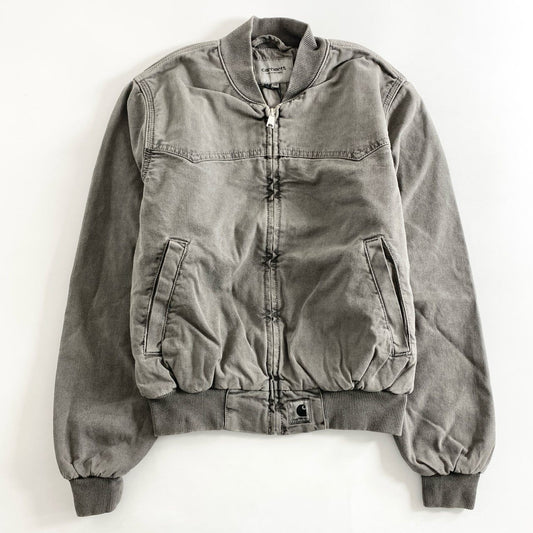 59e12 《未使用保管品》 タグ付 Carhartt WIP カーハート ダブルアイピ― SANTA FE BOMBER サンタフェボンバー ジャケット ブルゾン I030284 XSサイズ ブラック グレー コットン 秋冬