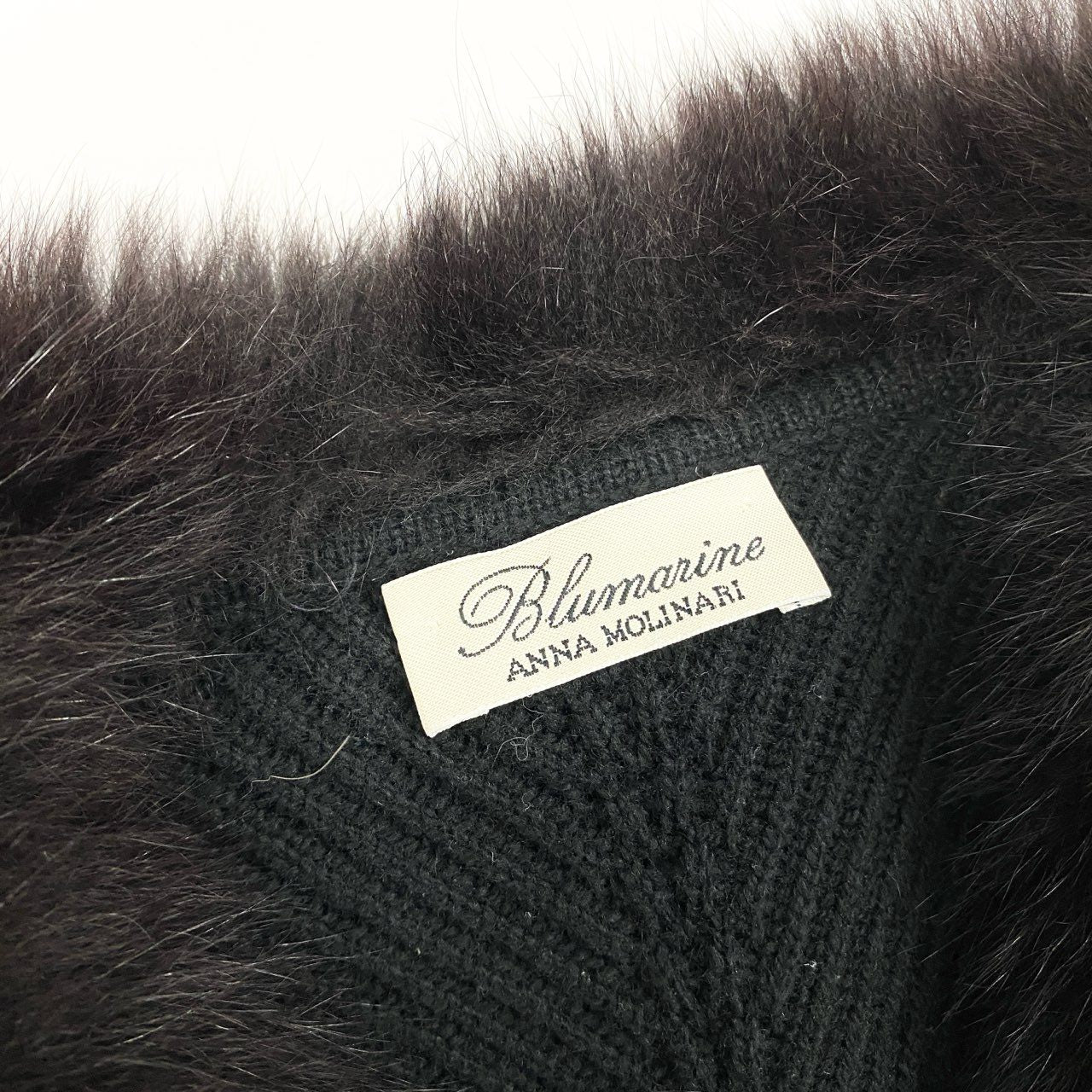 30i30 Blumarine Anna Molinari ブルマリン アンナ モリーナ ニットカーディガン ニットジャケット ファー付き 38サイズ ブラック レディースo07t