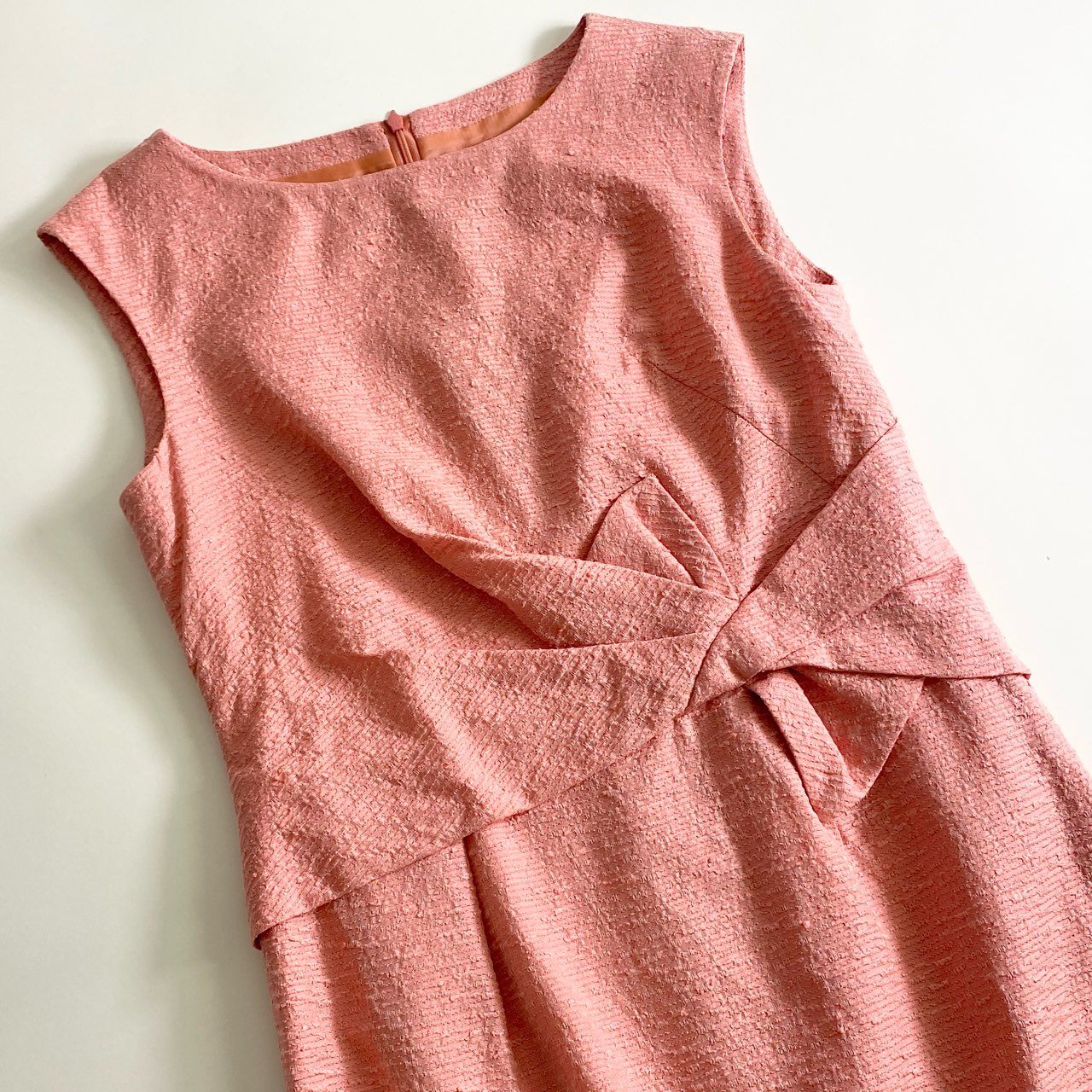 19c21 《未使用》 定価¥86,900 HANAE MORI ハナエモリ ノースリーブワンピース 38 ピンク ドレス ウエストリボン タグ付き