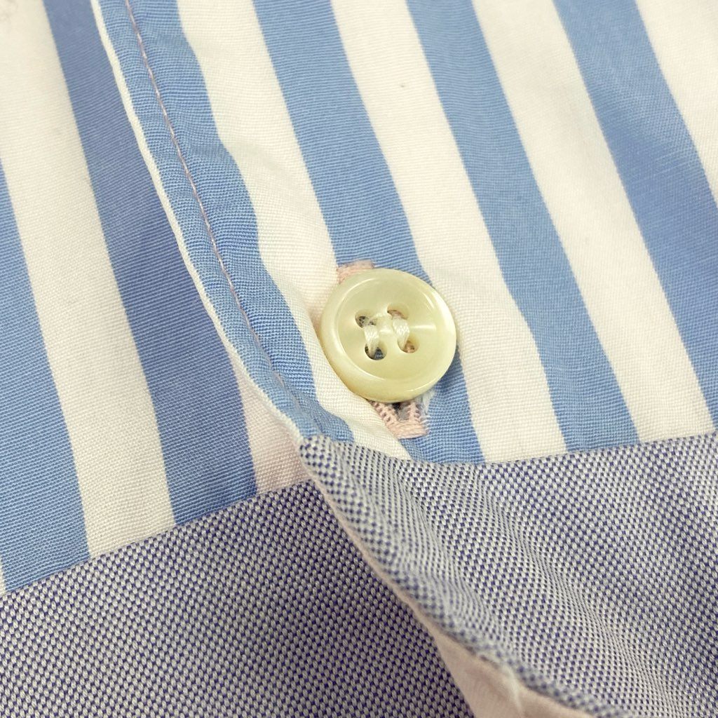 22d6 COMME des GARCONS SHIRT コムデギャルソンシャツ クレイジーパターン 長袖シャツ 再構築 ストライプ フランス製 W17060 XS ピンク ブルー コットン