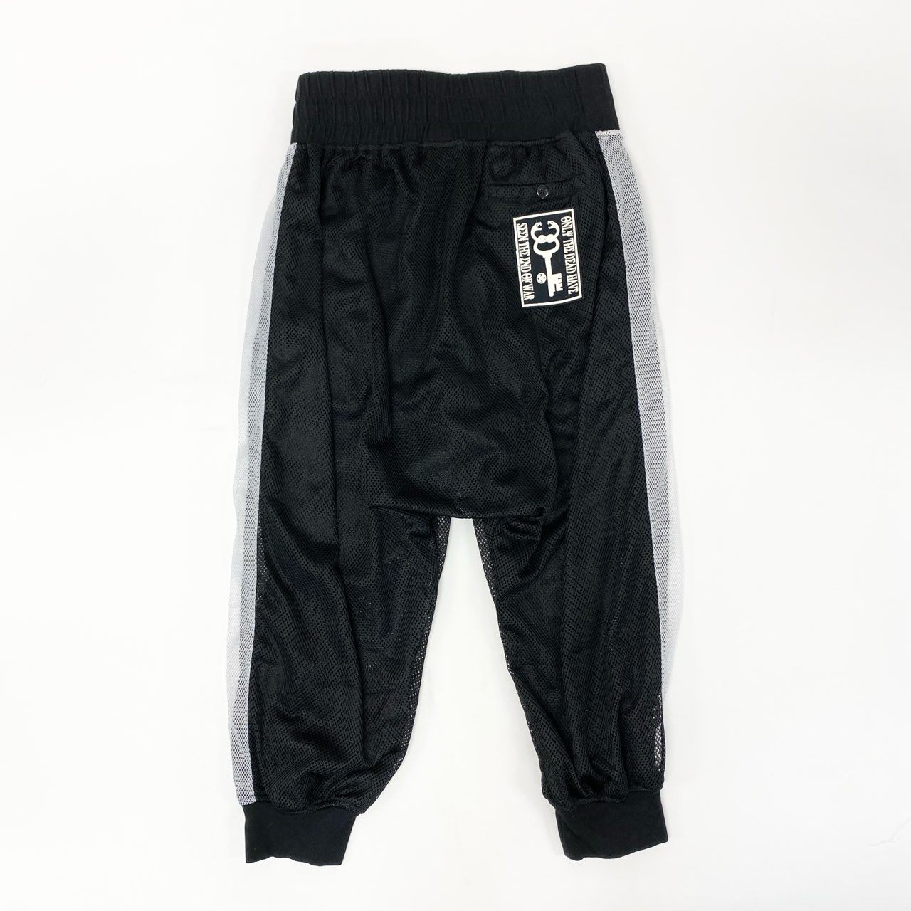72j15 KTZ ケーティーゼット 刺繍メッシュパンツ ボトム パンツ Mサイズ ブラック ホワイト メンズu02t