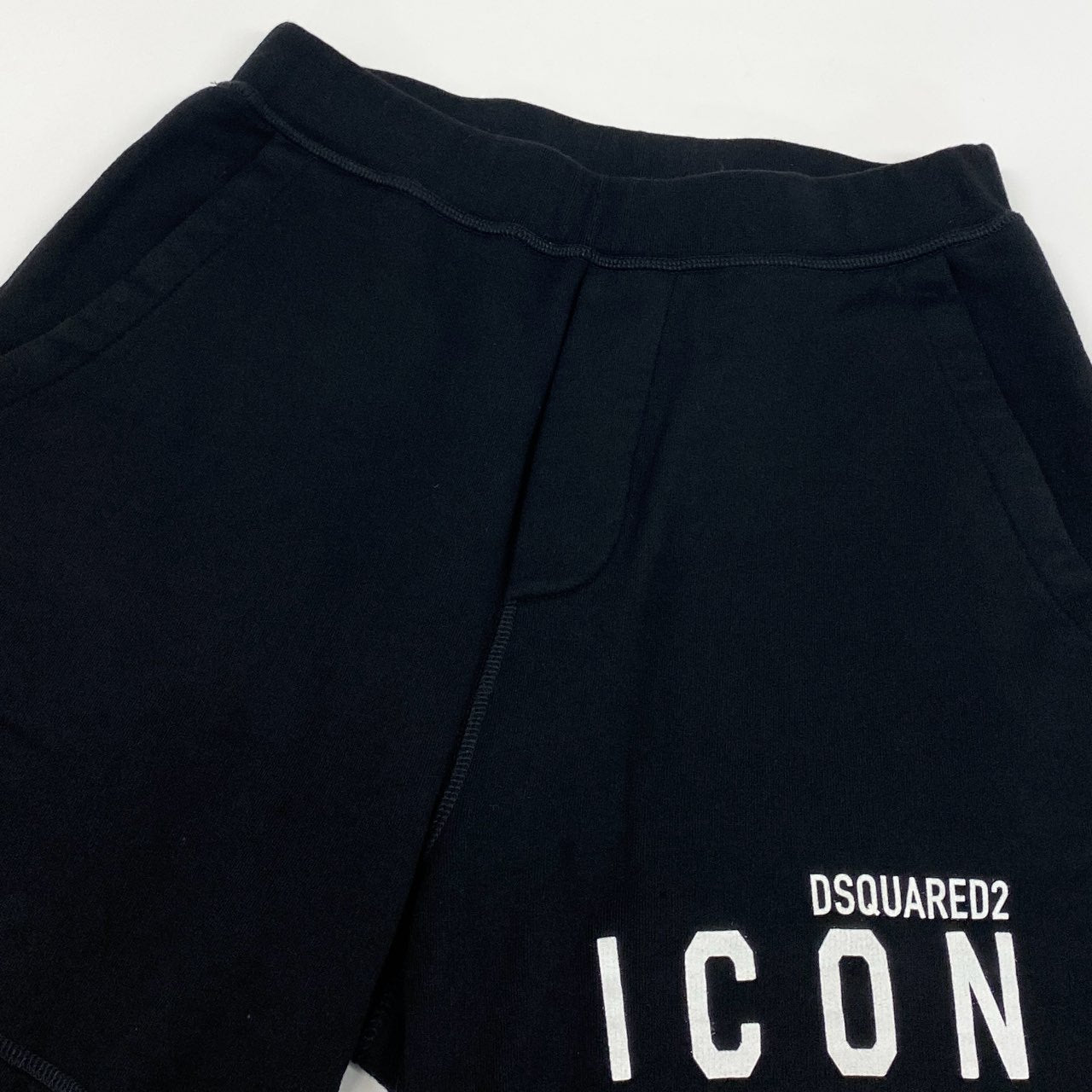 34f19 DSQUARED2 ディースクエアード スウェットハーフパンツ ショートパンツ ショーツ ボトムス アイコンロゴプリント S79MU0005 XS ブラック コットン