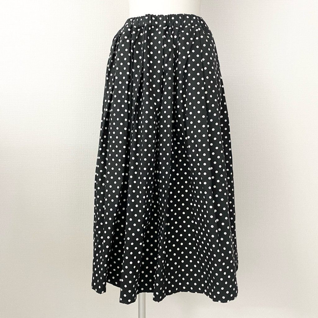 55g2 日本製 BLACK COMME des GARCONS ブラックコムデギャルソン ロングスカート ドット柄スカート タックプリーツフレアスカート 1O-S006 サイズS ブラック×ホワイト コットン100% レディース 女性用 AD2014