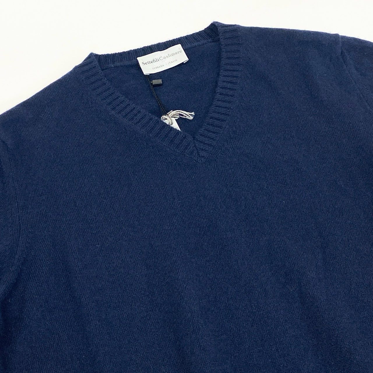 52e23 【未使用品】Settefili Cashmere セッテフィーリカシミア Vネック カシミヤニットセーター サイズ46/XS ネイビー カシミヤ100 カシミア メンズ 男性用 ニット