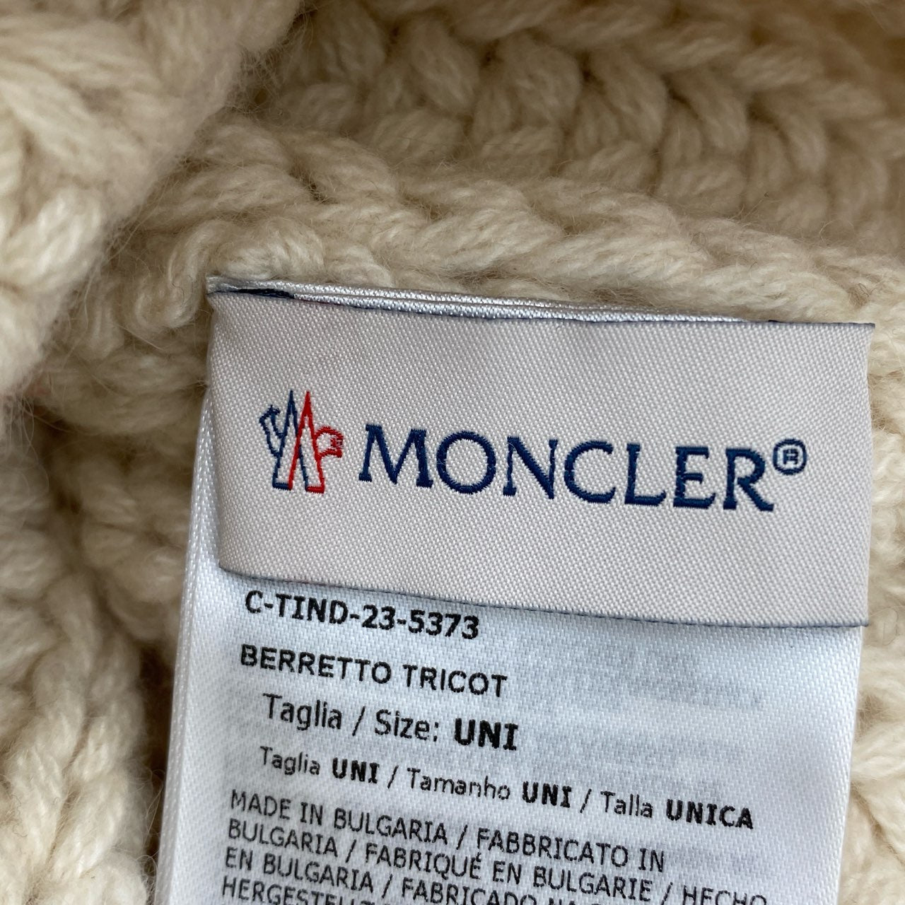 h21《美品》 MONCLER モンクレール 23年 ロゴパッチ カシミヤ ビーニーキャップ I20933B00061 UNI アイボリー ニット帽 Logo Patch Beanie