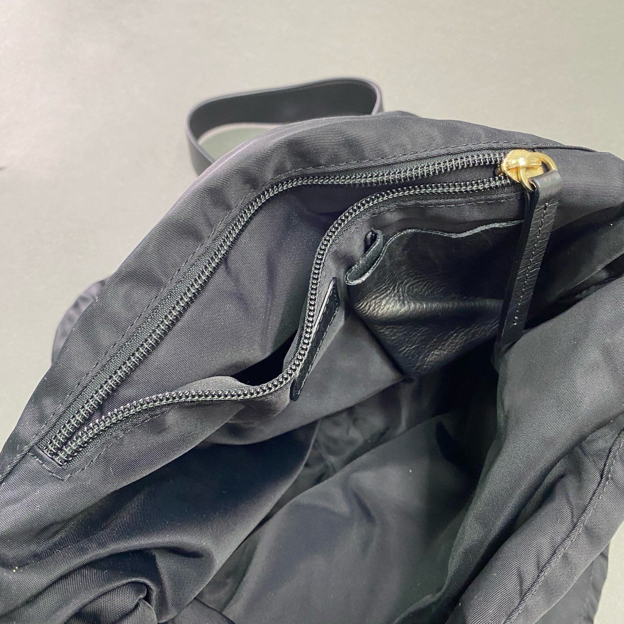 Gb12 Max Mara マックスマーラ 2WAY ショルダーバッグ ブラック ナイロン レザー ハンドバッグ 鞄 イタリア製