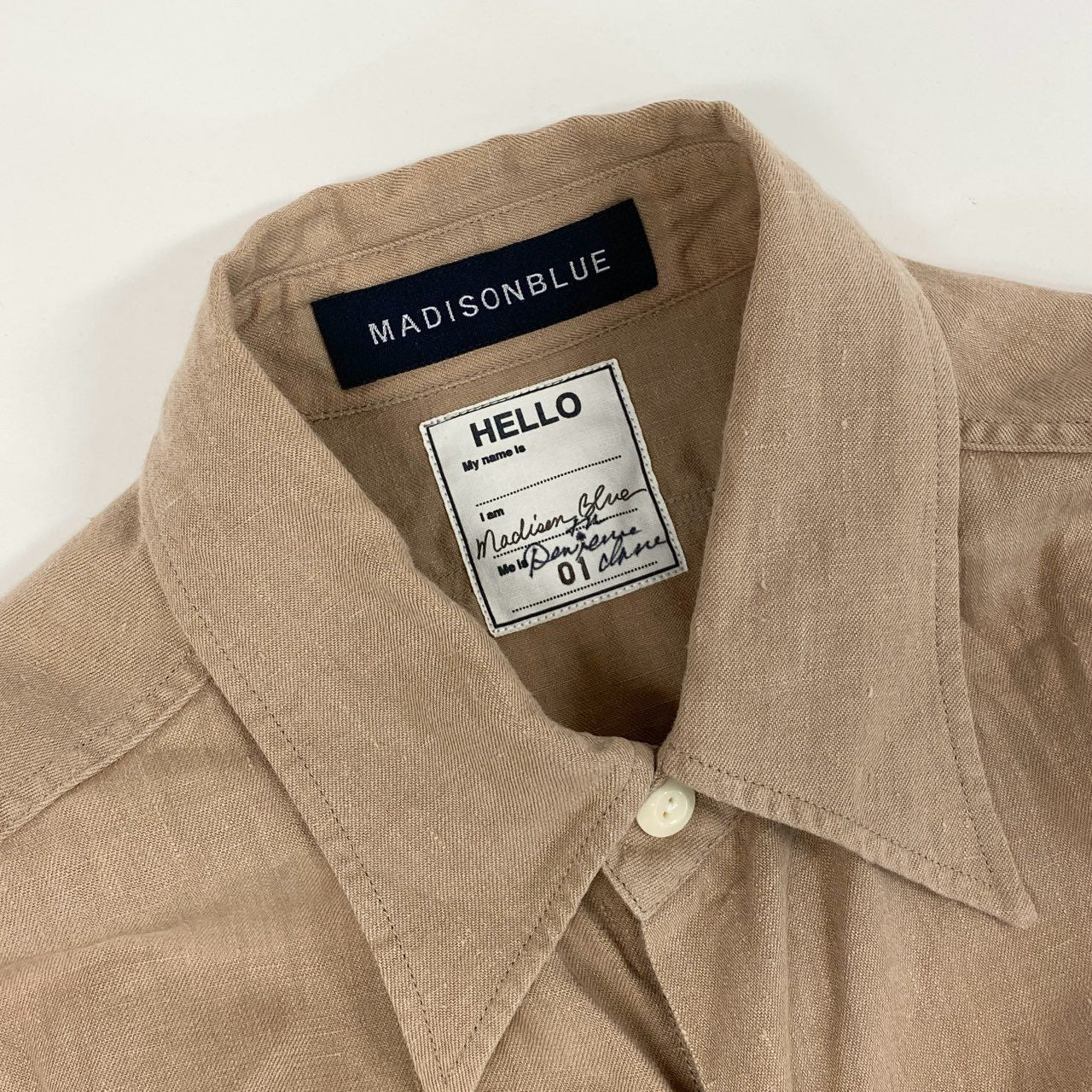 70f21 MADISONBLUE マディソンブルー ハンプトンリネンシャツ 長袖シャツ 無地 メンズシャツ ブラウス メンズ 男性用 MB181-5044 01 ベージュ リネン100%