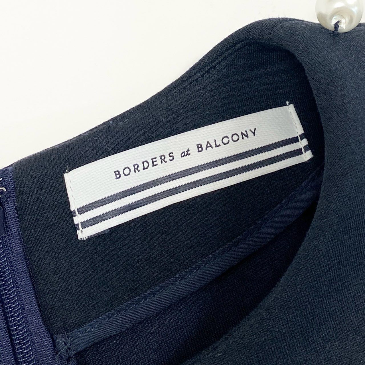 51f2 BORDERS at BALCONY ボーダーズアットバルコニー パールワンピース ロングワンピース フレアスカート BD1921-2K-24 サイズ36 ネイビー レディース 日本製