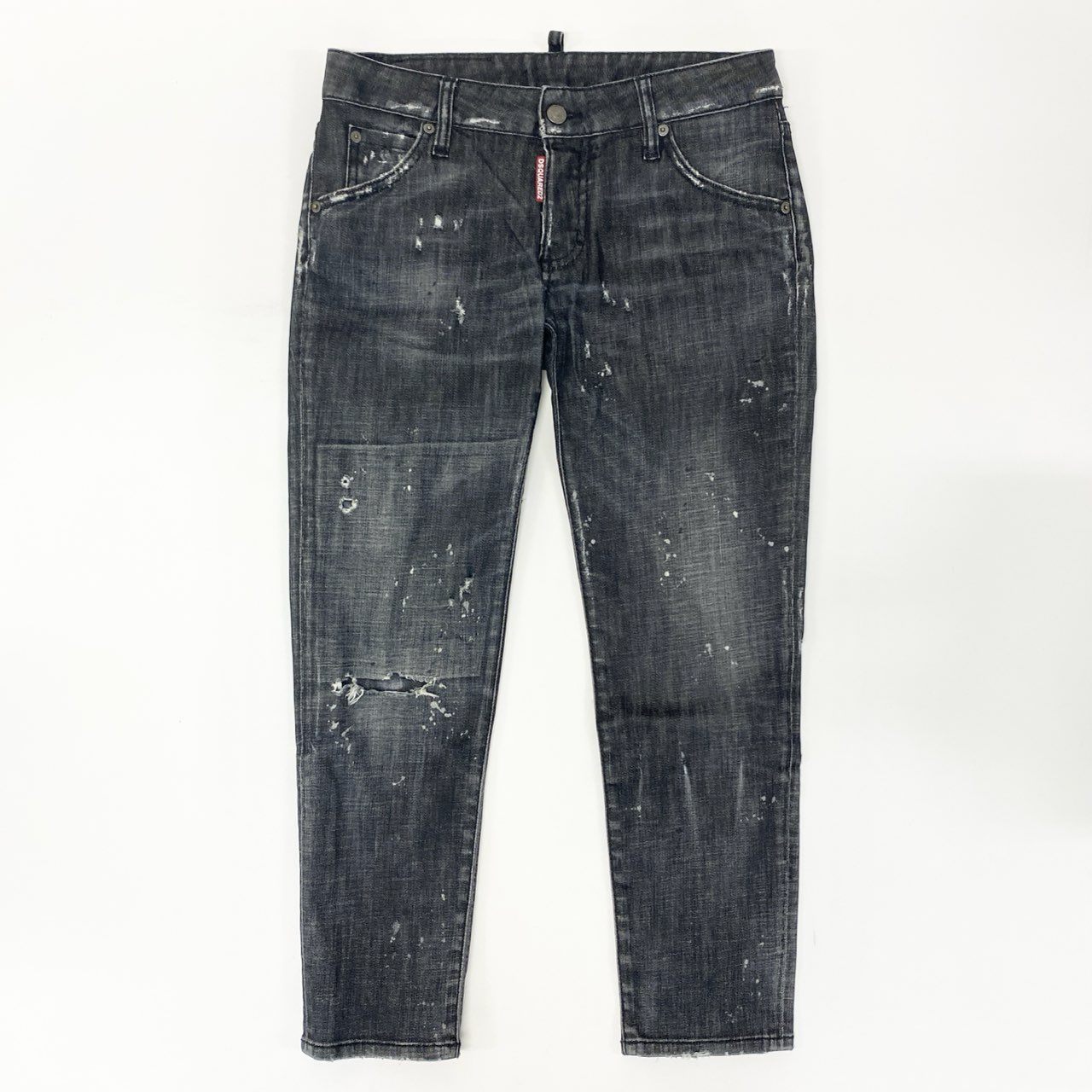 14j9《美品》DSQUARED2 ディースクエアード SKATER JEAN デニムパンツ スキニー ダメージ加工 S74LB0041 S30357 38サイズ ブラック レディースu02t