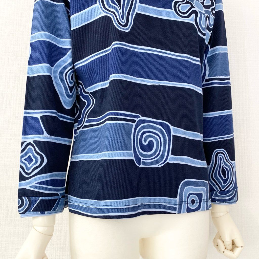 59e20 LEONARD SPORT レオナールスポーツ 長袖Tシャツ ロングスリーブカットソー トップス サイズM ブルー コットン100% レディース 日本製 春夏