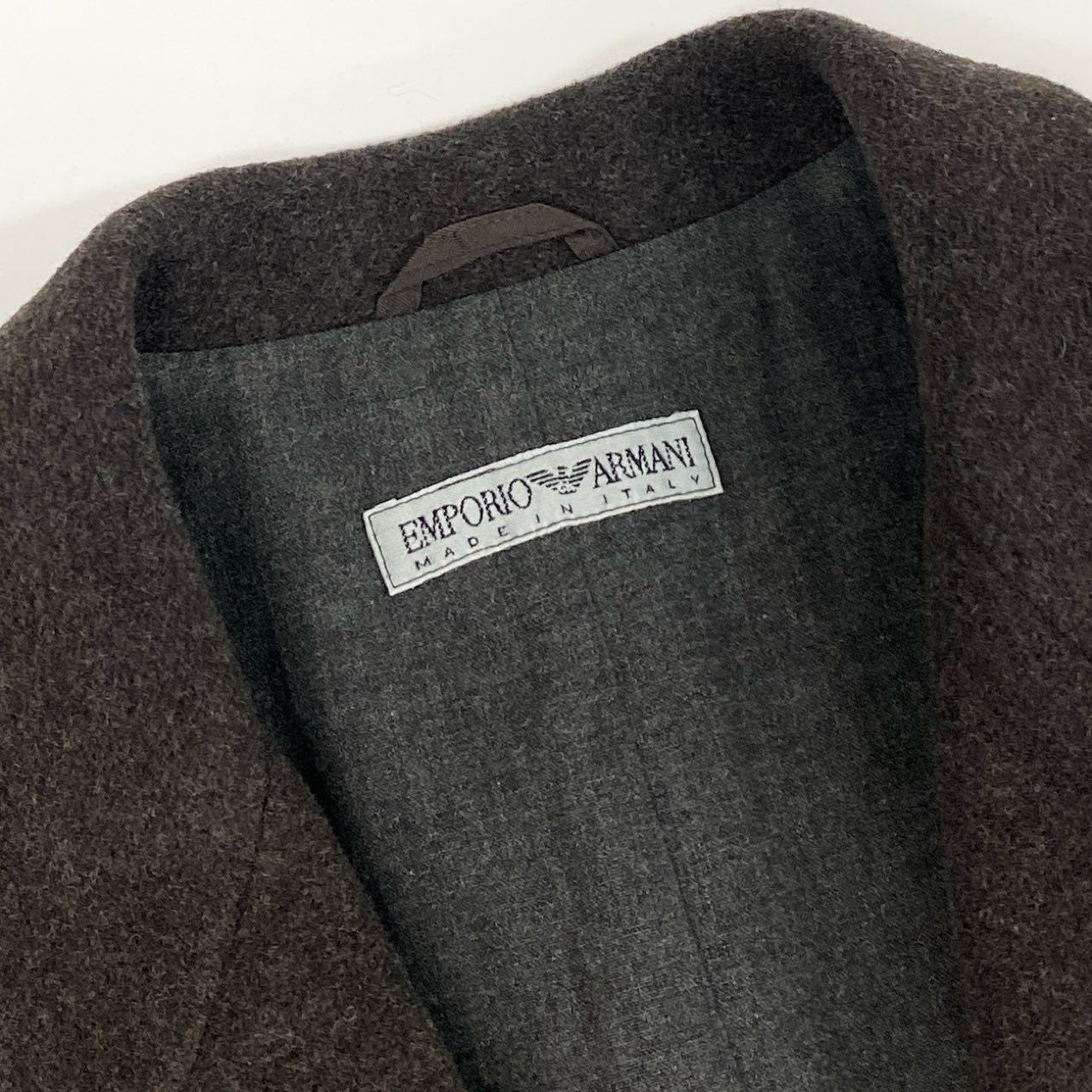 49i11 EMPORIO ARMANI エンポリオアルマーニ セミロングコート ウールコート イタリア製 90’s~00’s old メンズ 男性用 1626922 48 ブラウン系u02t
