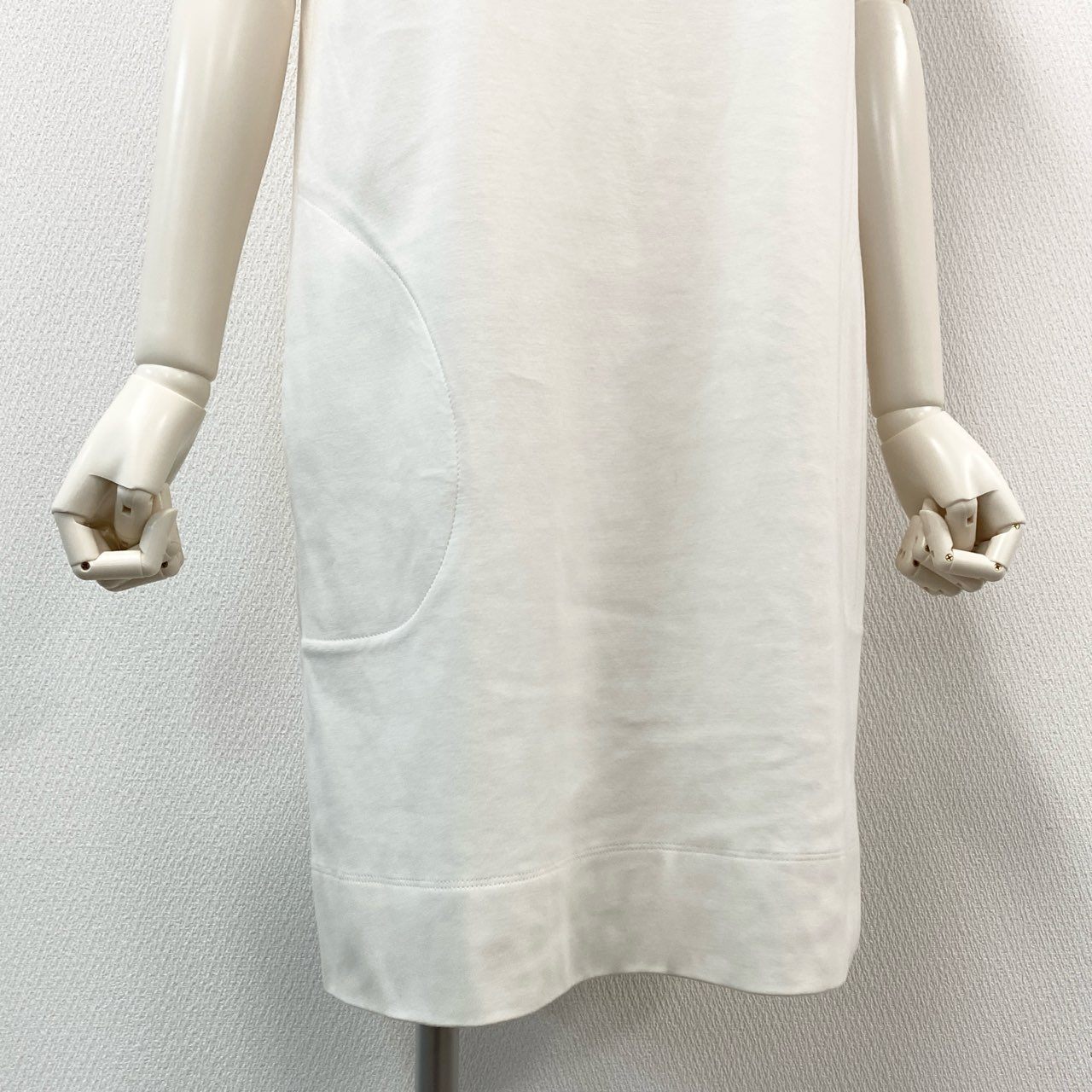 63i18 BRUNELLO CUCINELLI ブルネロクチネリ 半袖ワンピース ひざ丈ワンピース メッシュスリーブ M アイボリー系 レディースu02t