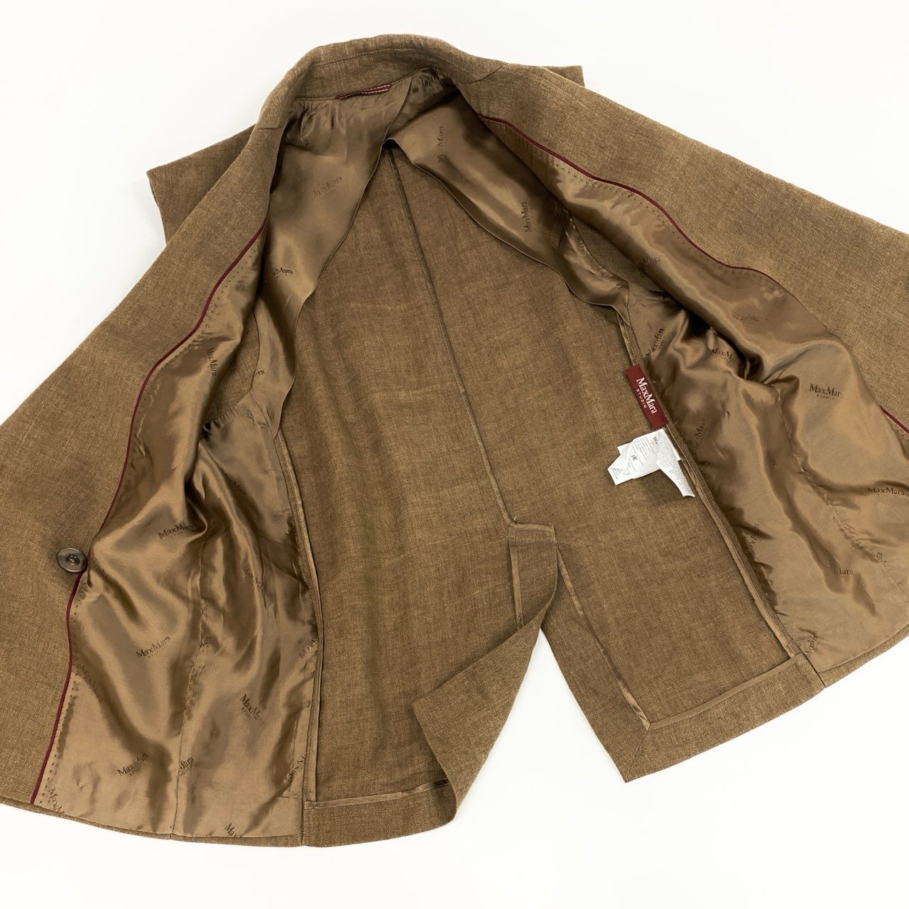 18f19 《美品》 Max Mara マックスマーラ 2023年 ダブルブレスト ジレ ベスト ノースリーブジャケット 24162810126 サイズ36 ベージュ リネン100% レディース