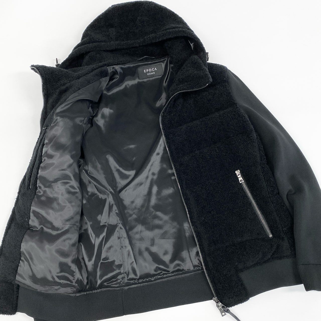 19g28 EPOCA UOMO エポカウォモ 定価\79,20024AW Safari Lounge別注 ボアコンビダウンブルゾン アウター ダブルジップ M1F54-476-09 48 ブラック メンズ