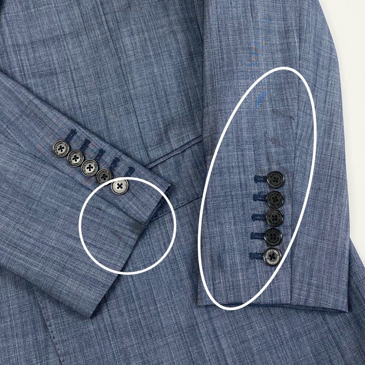 79j9 BLACK LABEL CRESTBRIDGE ブラックレーベル クレストブリッジ スーツセットアップ シングルスーツ 2B 背抜き サイドベンツ 51H21-311-22 40サイズ インディゴ メンズo07t