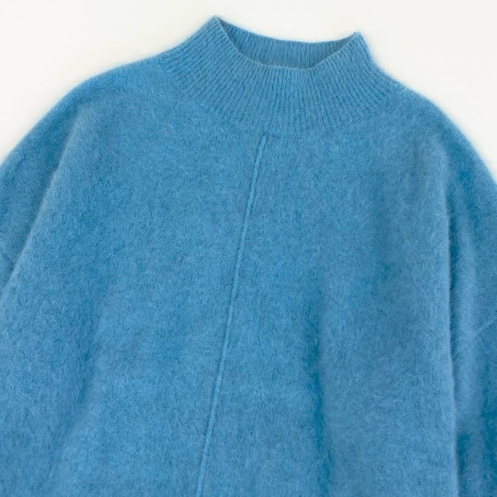 79g24 定価 \26400 Maglia Plus マリアプラス フォックスカシミヤ モックネックプルオーバー ニット セーター 138451 F ブルー レディース_