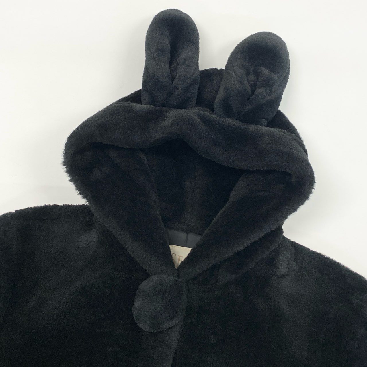 18f20 SECRET HONEY シークレットハニー うさ耳 リボンファーコート 2 ブラック バニー ボア うさぎ ゴシック