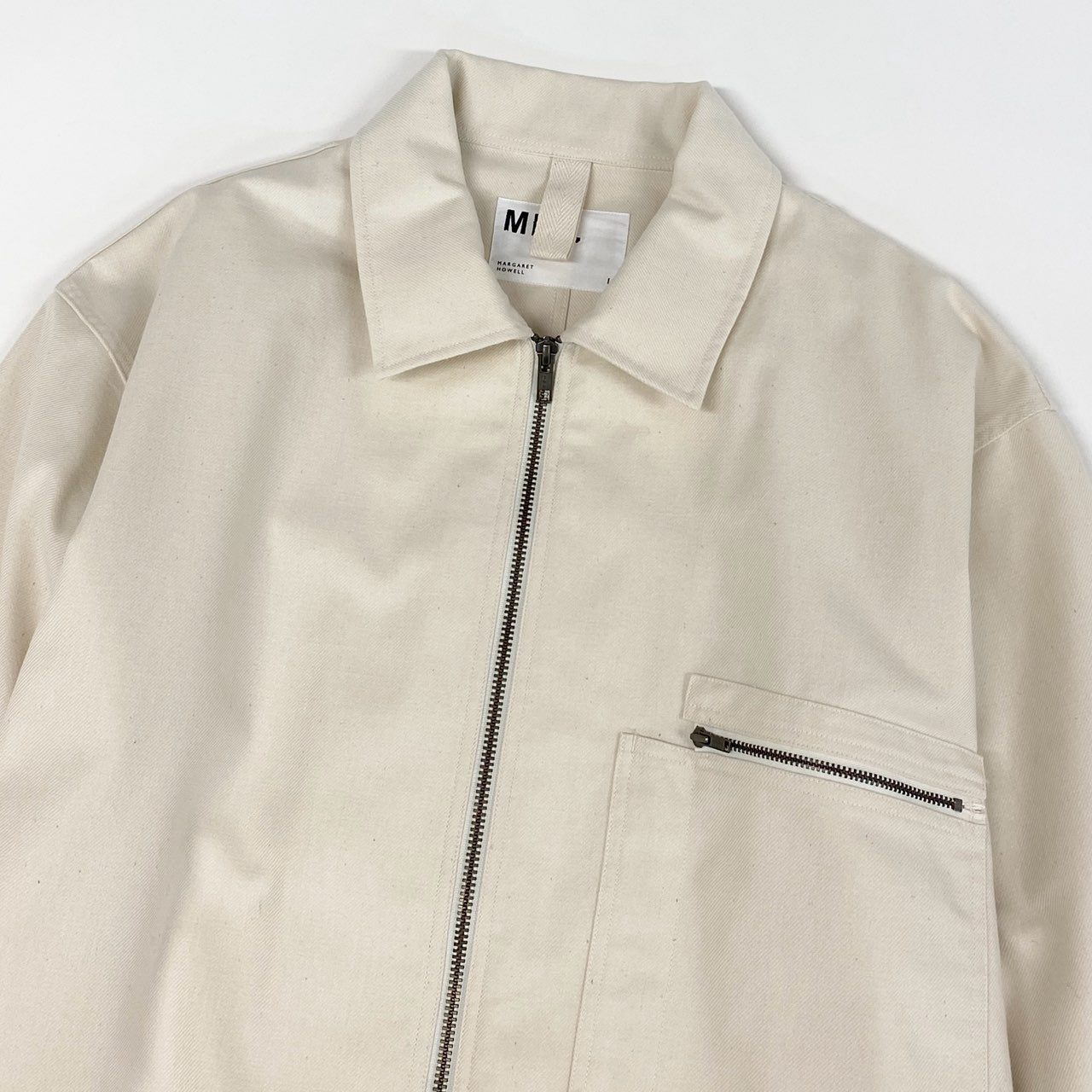 40h24 《極美品》MHL. MARGARET HOWELL エムエイチエル マーガレットハウエル コットンジャケット ブルゾン ジップアップジャケット 596-3225509 Lサイズ アイボリー メンズ 男性用k02i