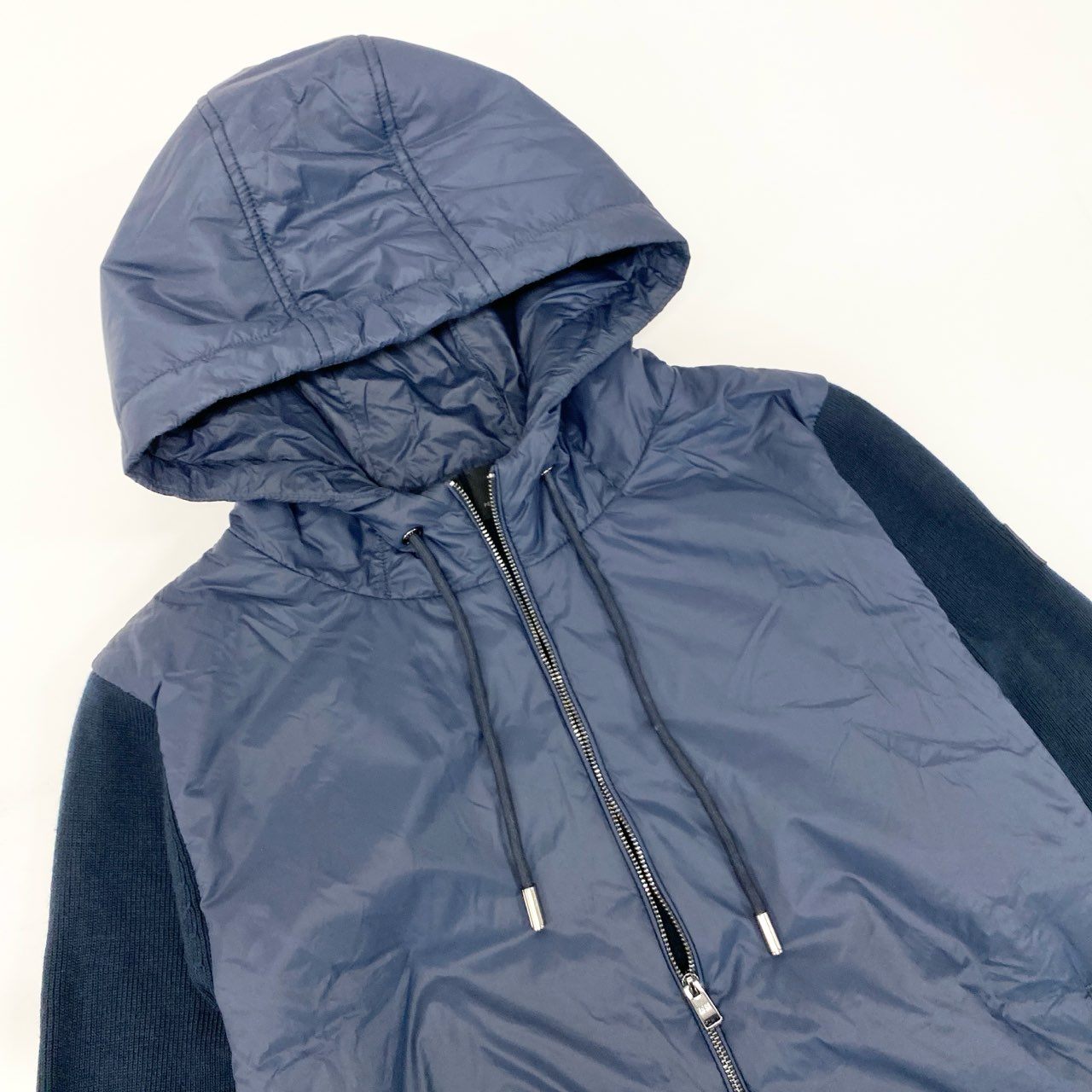 60i29 HUGO BOSS ヒューゴボス PERFPRMANCE ニット切替 中綿ナイロンジャケット 10237227 M ネイビー アウターt18r
