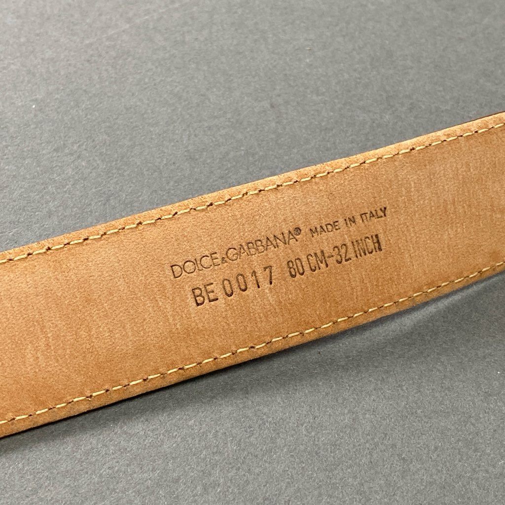 1h15 イタリア製 DOLCE&GABBANA ドルチェアンドガッバーナ ドルガバ ロゴバックル レザーベルト BE0017 サイズ80CM-32INCH ブラウン レザー レディース