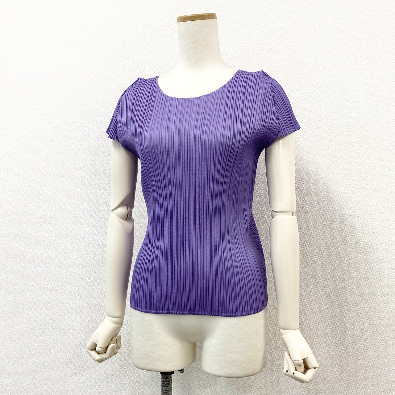 60f23 PLEATS PLEASE ISSEY MIYAKE プリーツプリーズ イッセイミヤケ 日本製 フレンチスリーブ カットソー トップス プリーツ加工 PP11-JK183 3 パープル