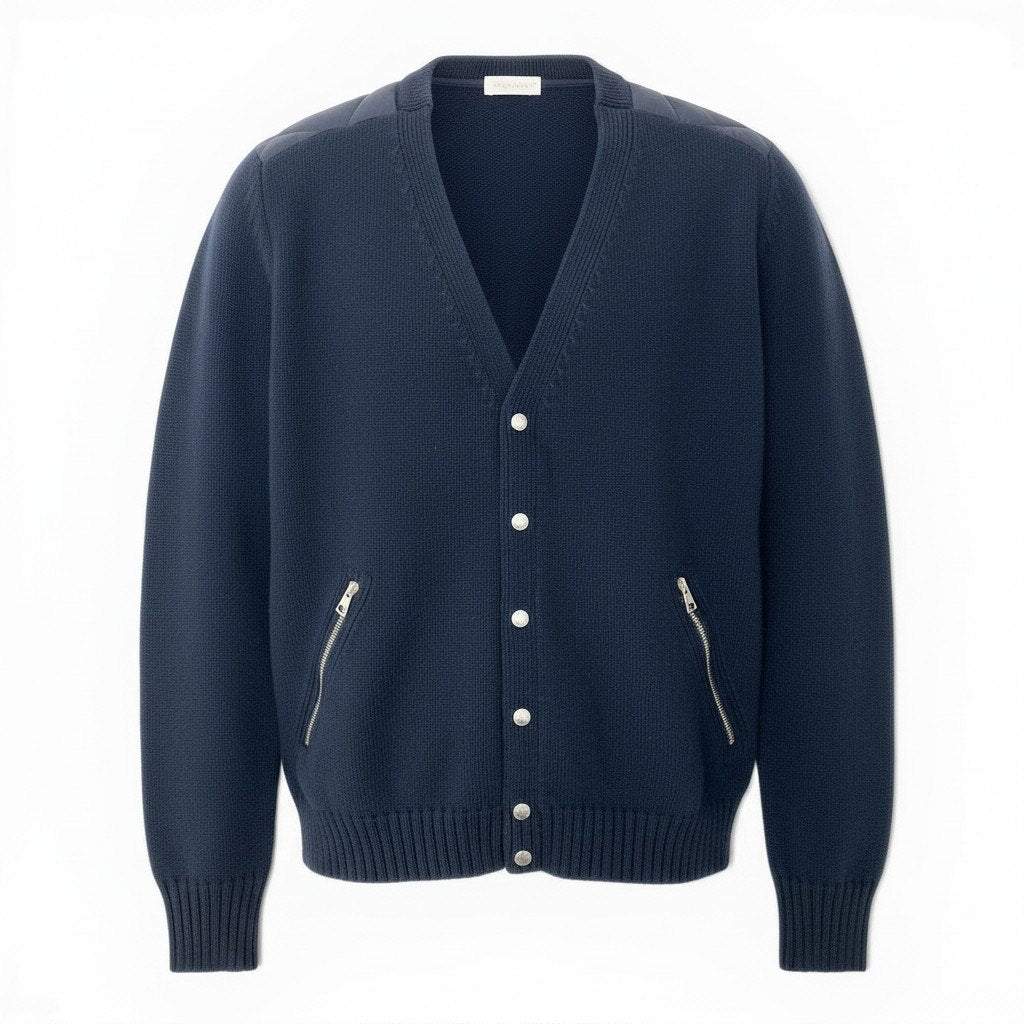 34d13 MONCLER モンクレール CARDIGAN TRICOT ダウンカーディガン ロングスリーブ フラップボタン Lサイズ ネイビー ナイロン100％ メンズ 男性用sn1 34d13 MONCLER モンクレール CARDIGAN TRICOT ダウンカーディガン